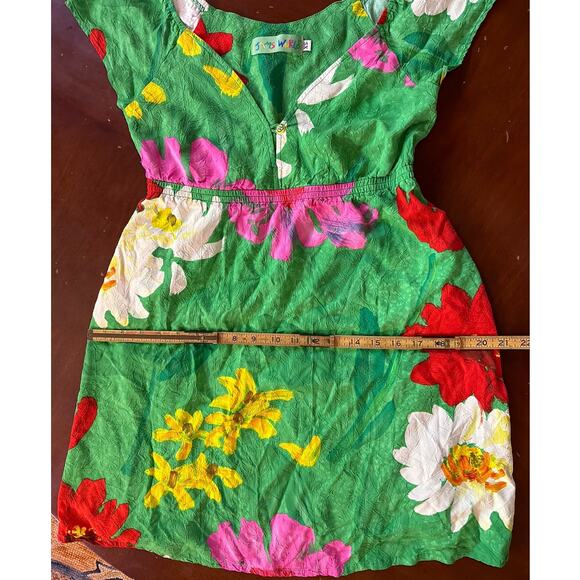 Vintage Jams World Floral Colorful Sun Dress Mini Short Sleeve Size XS Floral - Picture 4 of 12